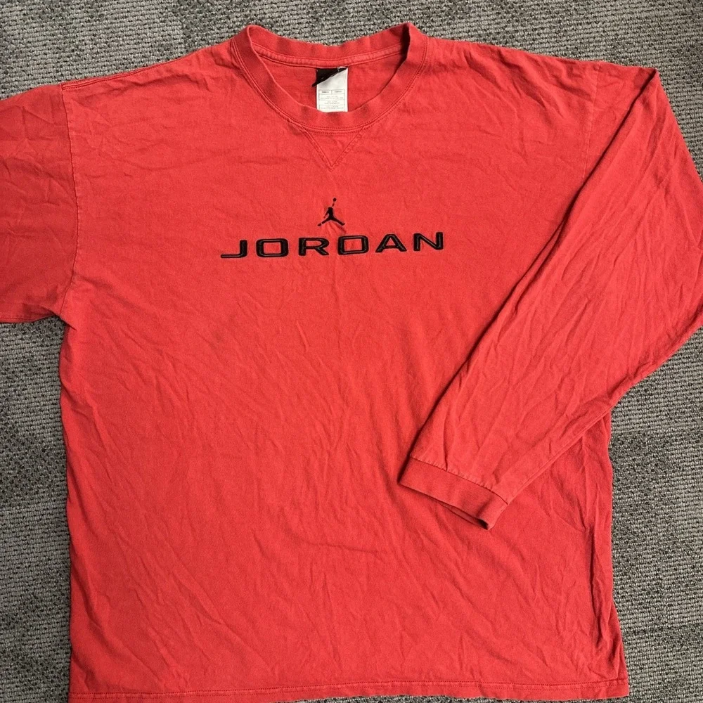 Nike Jordan Long Sleeve Shirt Red Spellout Jumpman Men's XL